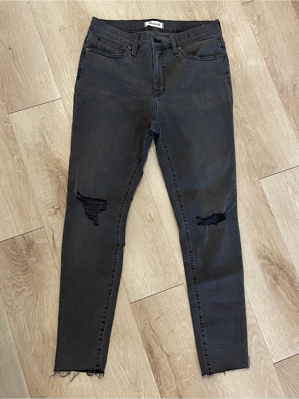 Madewell Black High-Rise Distressed Skinny Jeans Sz 30